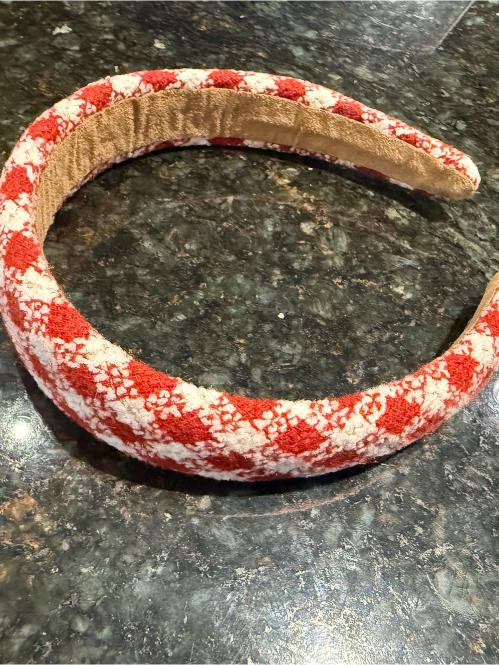 Red and Cream Patterned Padded Headband